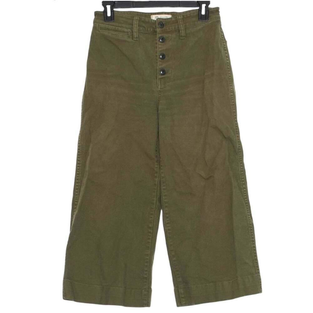 Madewell Jeans Emmett Crop Wide Leg Button Fly Retro Boho Utility Green Size 26P